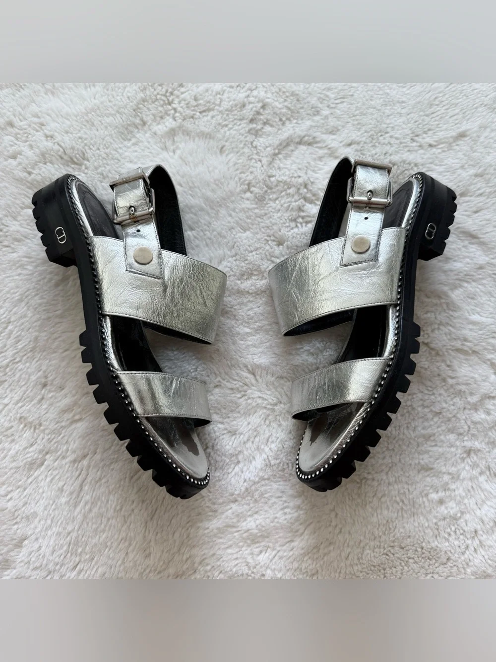 Christian Dior vintage silver women sandals size 35.5 EU Authentic